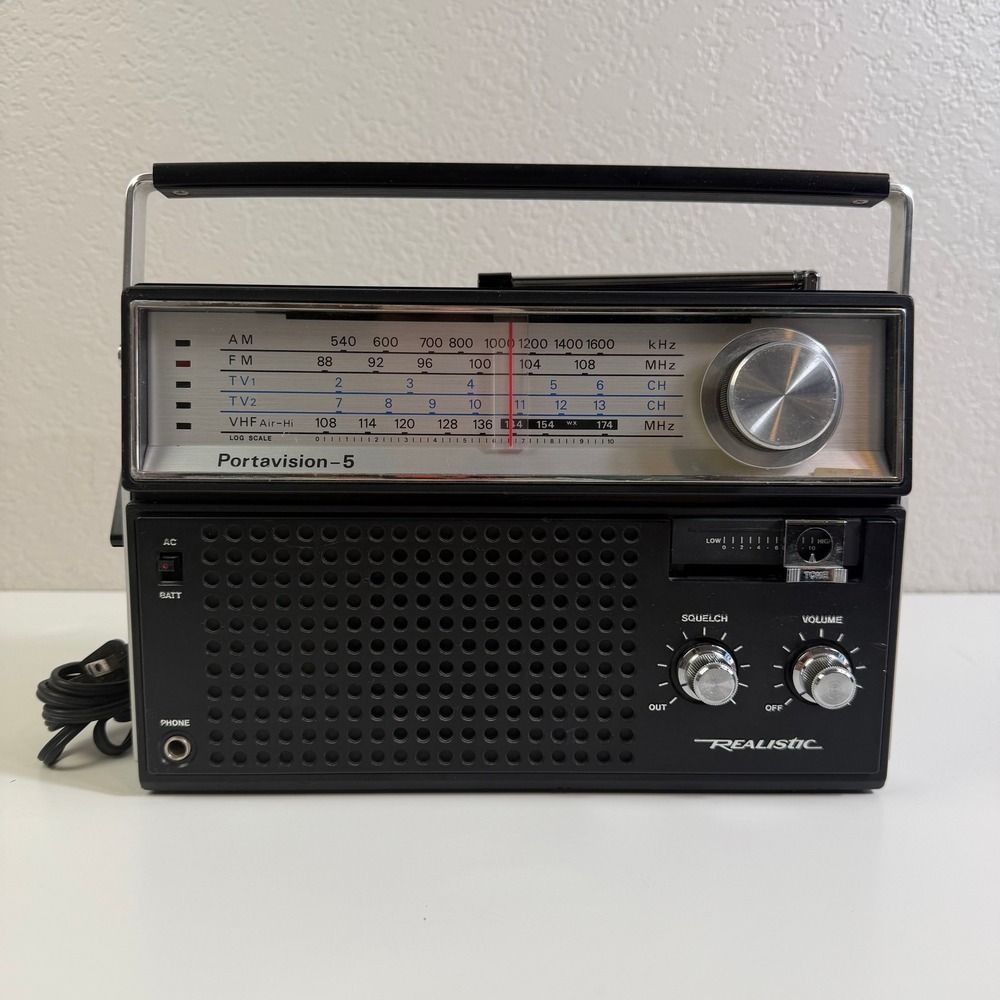 Vintage Realistic Portavision-5 Multiband Radio AM FM VHF Air-Hi 12-765 Black